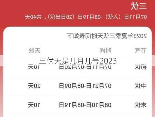 三伏天是几月几号2023