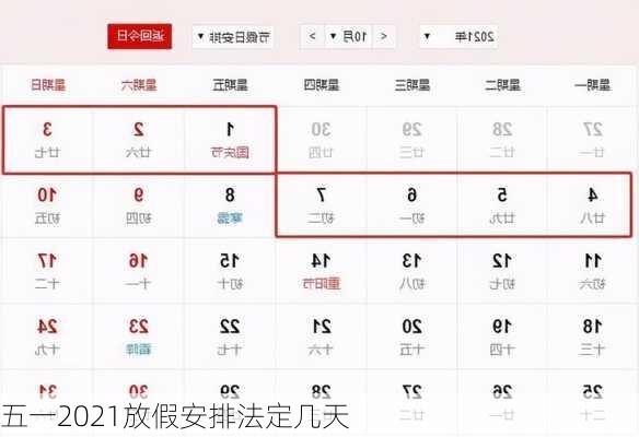 五一2021放假安排法定几天