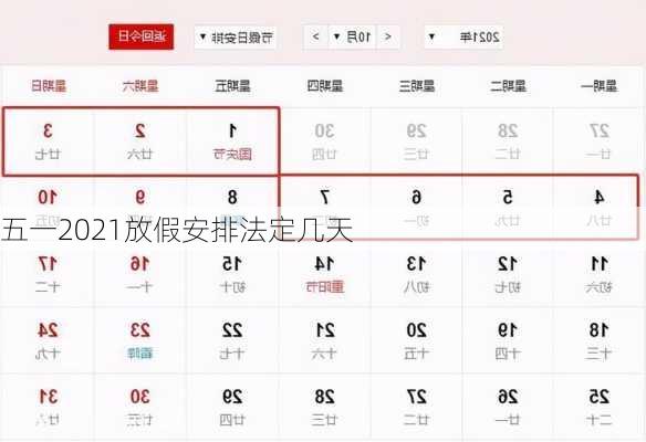 五一2021放假安排法定几天