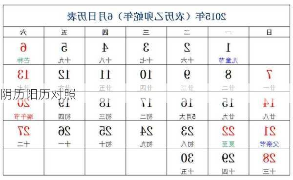 阴历阳历对照