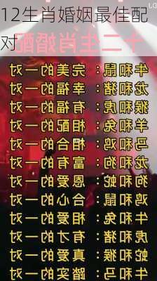 12生肖婚姻最佳配对