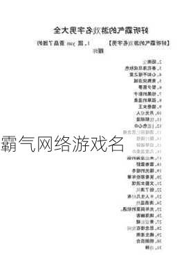 霸气网络游戏名