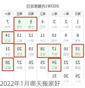 2022年1月哪天搬家好