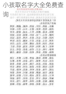 小孩取名字大全免费查询