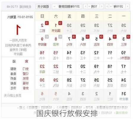 国庆银行放假安排