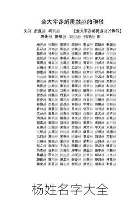 杨姓名字大全