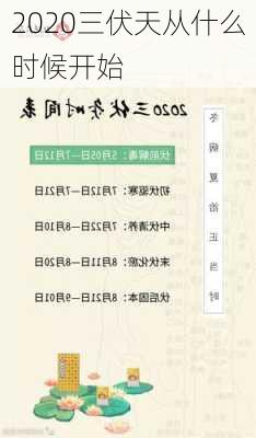 2020三伏天从什么时候开始