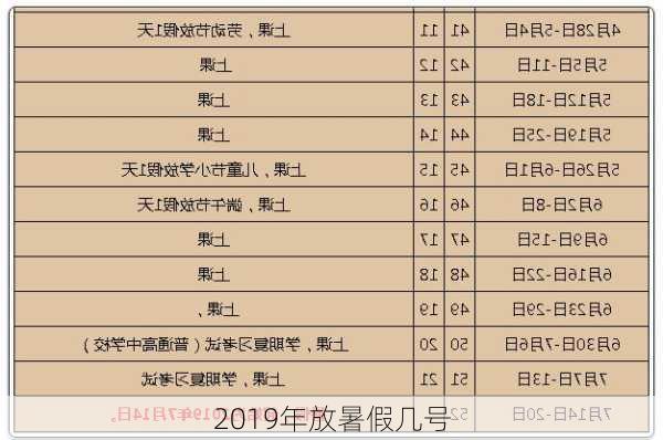 2019年放暑假几号