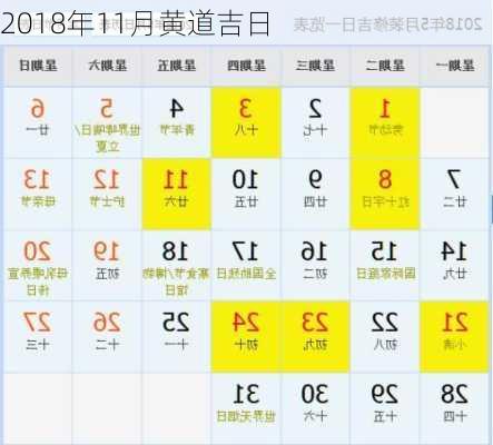 2018年11月黄道吉日