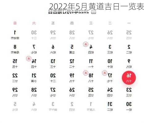 2022年5月黄道吉日一览表