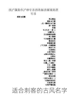 适合刺客的古风名字