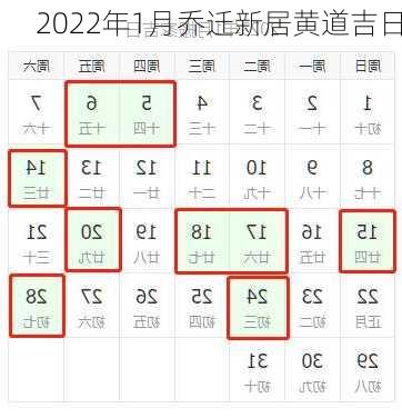 2022年1月乔迁新居黄道吉日