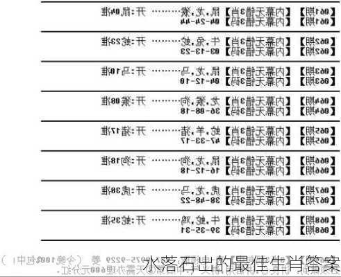 水落石出的最佳生肖答案