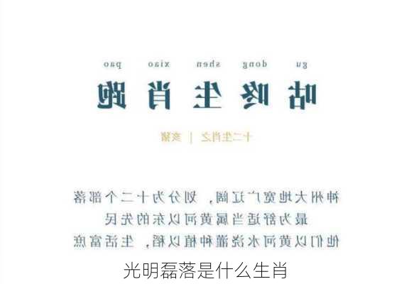 光明磊落是什么生肖