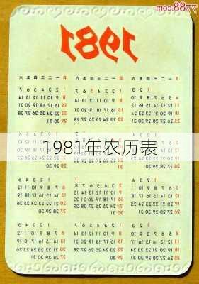 1981年农历表