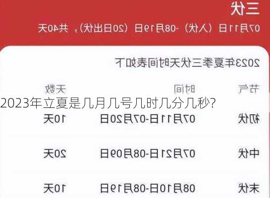 2023年立夏是几月几号几时几分几秒?