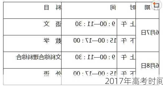 2017年高考时间