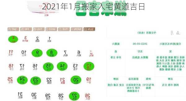 2021年1月搬家入宅黄道吉日