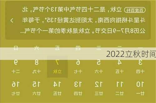 2022立秋时间