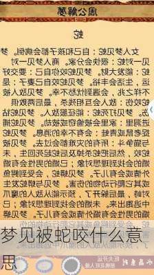 梦见被蛇咬什么意思