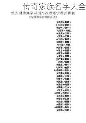 传奇家族名字大全