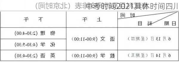 中考时间2021具体时间四川