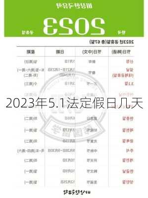 2023年5.1法定假日几天