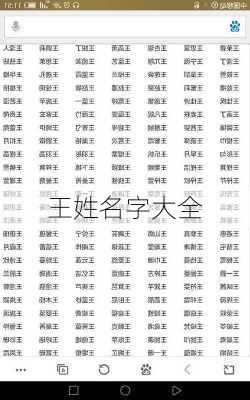 王姓名字大全