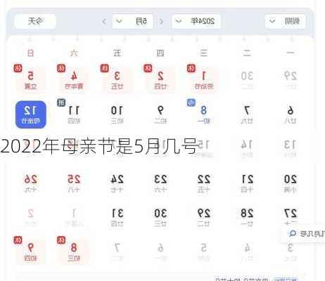 2022年母亲节是5月几号