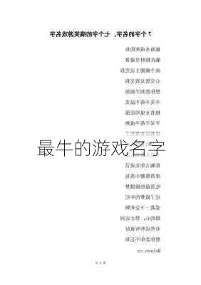 最牛的游戏名字