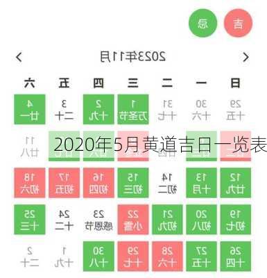 2020年5月黄道吉日一览表