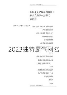 2023独特霸气网名