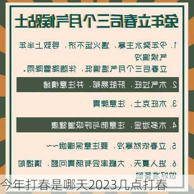 今年打春是哪天2023几点打春