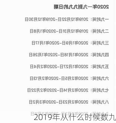 2019年从什么时候数九