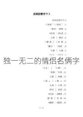 独一无二的情侣名俩字