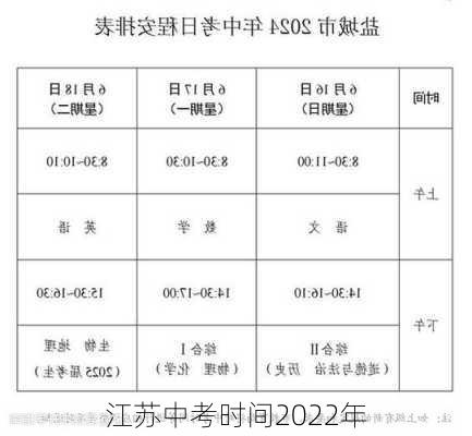 江苏中考时间2022年