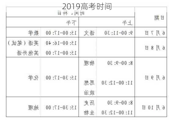 2019高考时间